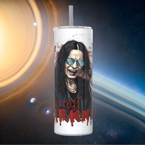 Rockstar Ozzy Osbourne Tumbler with Straw, Lid and rubber bottom